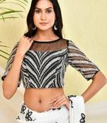 Sequin & Pearl Embellished Padded Saree Blouse