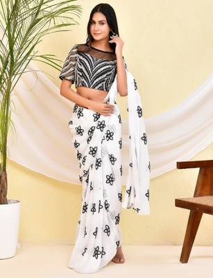 Sequin & Pearl Embellished Padded Saree Blouse 5