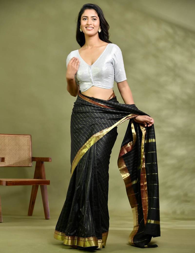 Women Sequin Embellished Padded Saree Blouse