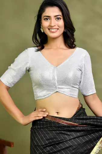 Women Sequin Embellished Padded Saree Blouse
