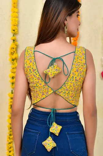 Floral Embroidered Padded Saree Blouse