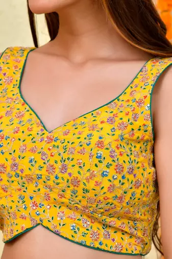 Floral Embroidered Padded Saree Blouse