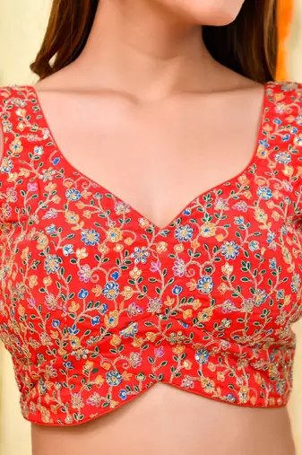 Floral Embroidered Saree Blouse