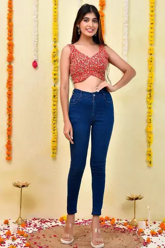 Floral Embroidered Saree Blouse