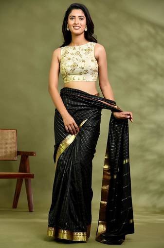 Amodin Designer Studio Women Floral Cutdana Embellished Padded Saree Blouse