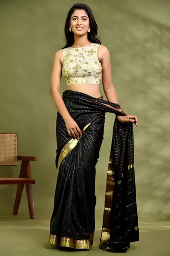 Amodin Designer Studio Women Floral Cutdana Embellished Padded Saree Blouse