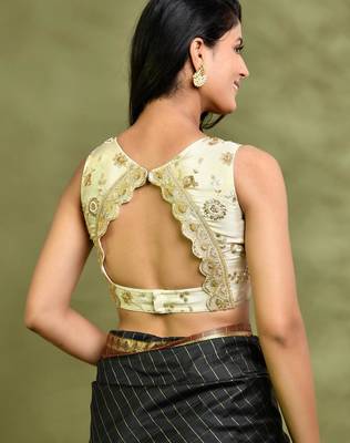 Amodin Designer Studio Women Floral Cutdana Embellished Padded Saree Blouse 2