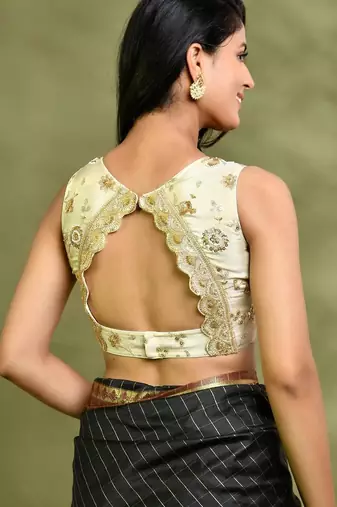 Amodin Designer Studio Women Floral Cutdana Embellished Padded Saree Blouse