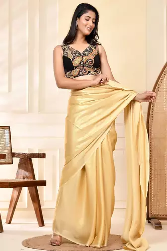 Embroidery Paisley Zari V Neck Padded Saree Blouse