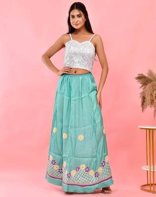 Embellished Sequined Strap Padded Saree Blouse 1