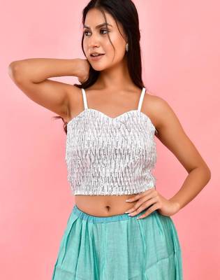 Embellished Sequined Strap Padded Saree Blouse 4