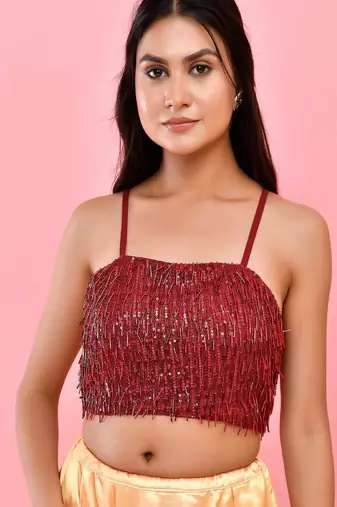 Embellished Sequined Saree Blouse