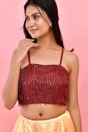 Embellished Sequined Saree Blouse