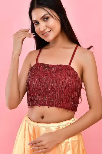 Embellished Sequined Saree Blouse