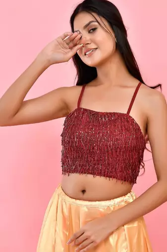 Embellished Sequined Saree Blouse