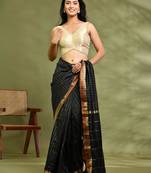 Woven Designed Brocade Padded Saree Blouse With Beads Detail