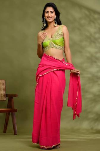Embroidered Sleeveless  Padded Saree Blouse