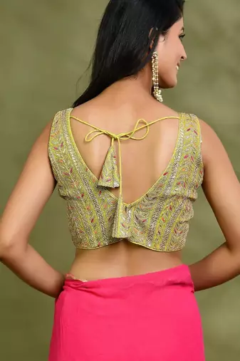 Embroidered Sleeveless  Padded Saree Blouse