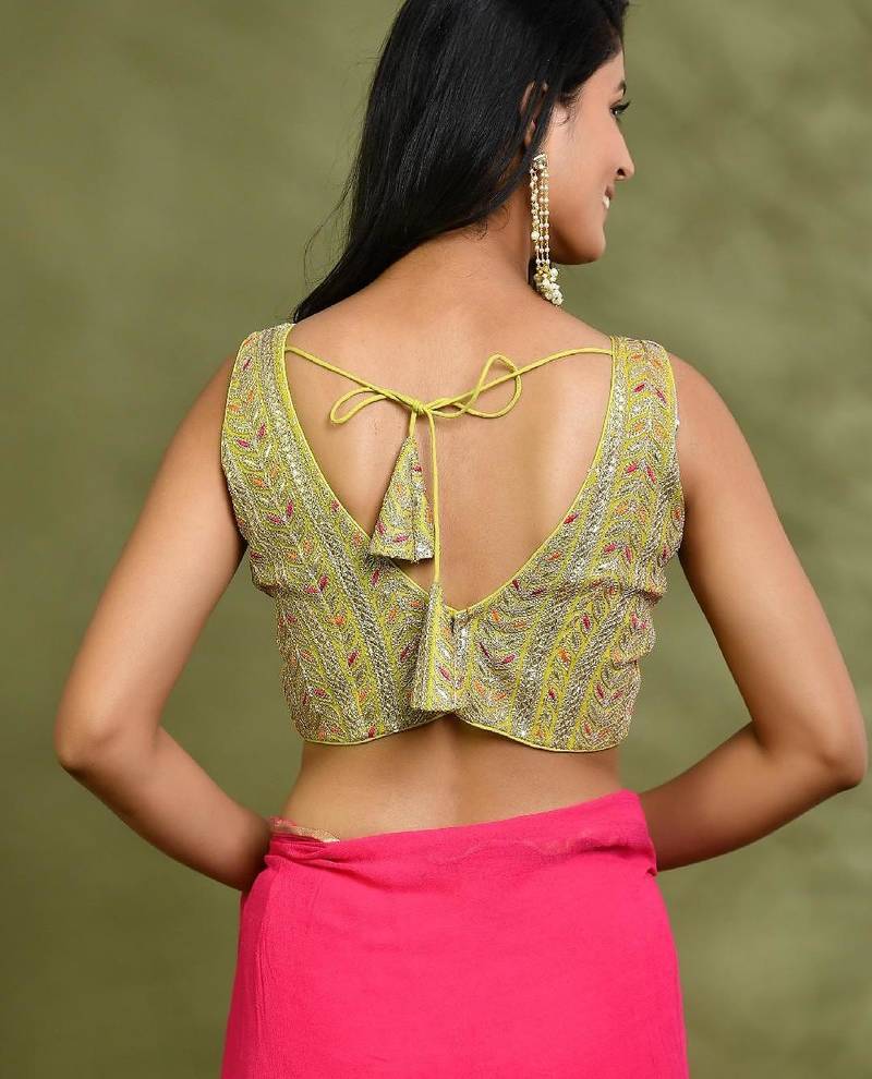 Embroidered Sleeveless  Padded Saree Blouse