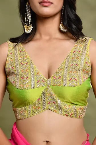 Embroidered Sleeveless  Padded Saree Blouse