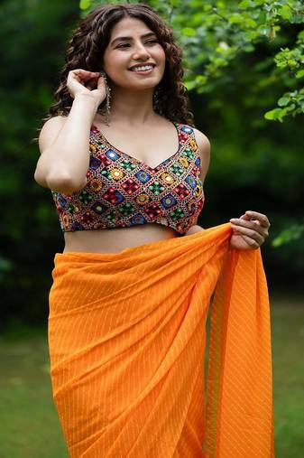 Mirror Embroidered Saree Blouse