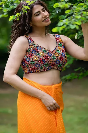 Mirror Embroidered Saree Blouse