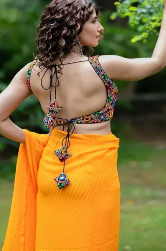 Mirror Embroidered Saree Blouse