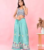 Embellished Sequinned Pearl-Studded Padded Saree Blouse