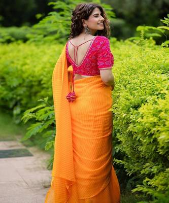 Printed Cotton Saree Blouse 2