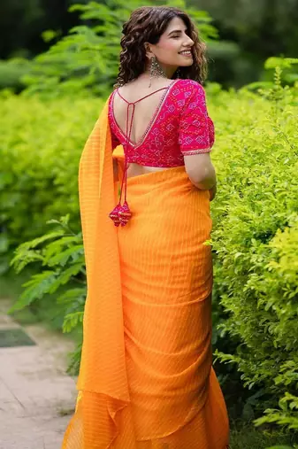 Printed Cotton Saree Blouse