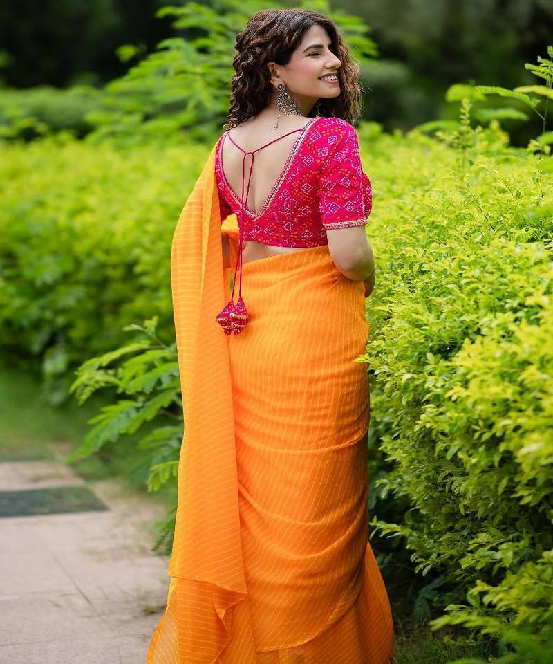 Printed Cotton Saree Blouse