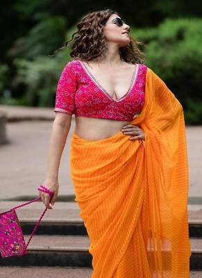 Printed Cotton Saree Blouse 4