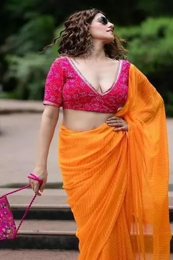 Printed Cotton Saree Blouse