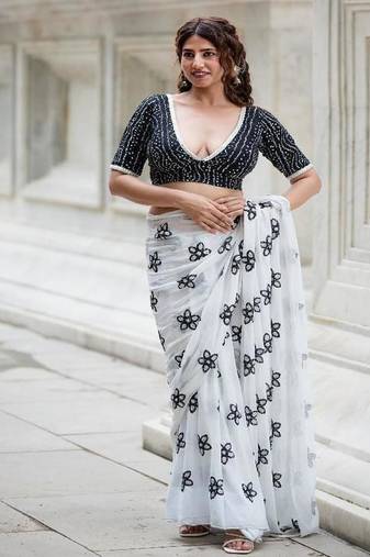 Printed Cotton Saree Blouse