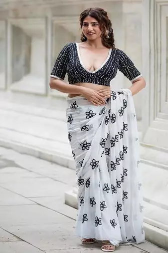 Printed Cotton Saree Blouse