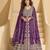 Purple chinon heavy sequins anarkali with skirt & dupatta