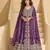 purple chinon heavy sequins anarkali with skirt & dupatta