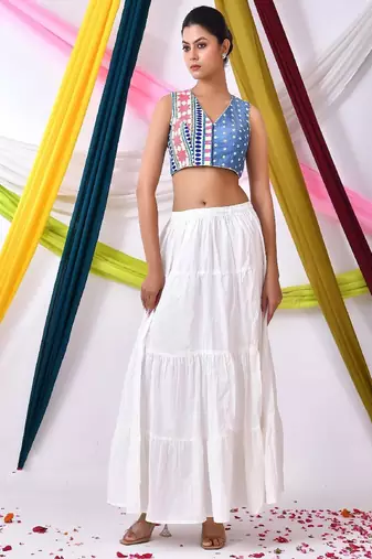 Embroidered V Neck Saree Blouse