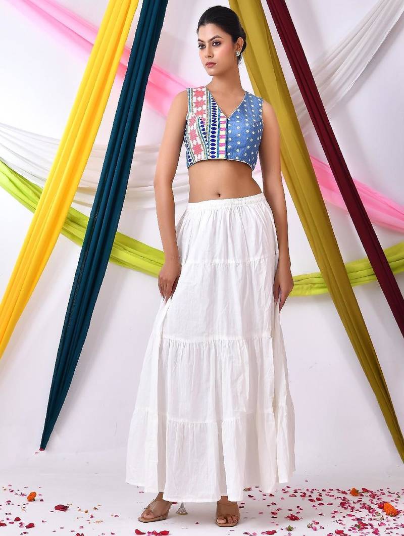 Embroidered V Neck Saree Blouse