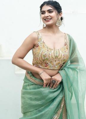 Woven Design Banarsi Sleeveless Padded Saree Blouse 1