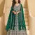 green chinon heavy sequins anarkali with skirt & dupatta