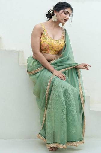 Floral Woven Design Banarsi Sleeveless Padded Cotton Saree Blouse