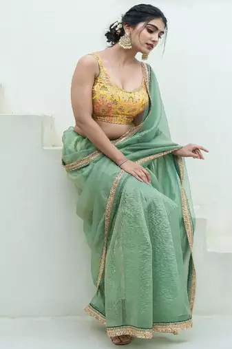 Floral Woven Design Banarsi Sleeveless Padded Cotton Saree Blouse