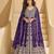 Dark purple chinon anarkali with skirt & dupatta