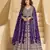 dark purple chinon anarkali with skirt & dupatta