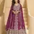 wine chinon heavy sequins anarkali with skirt & dupatta