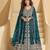 Teal chinon heavy sequins anarkali with skirt & dupatta