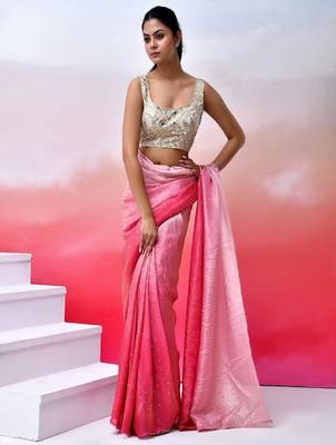 Women Embroidered Sequined Mirror Work Saree Blouse 1