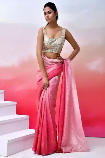 Women Embroidered Sequined Mirror Work Saree Blouse