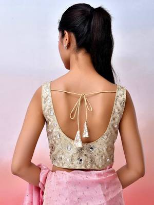 Women Embroidered Sequined Mirror Work Saree Blouse 2